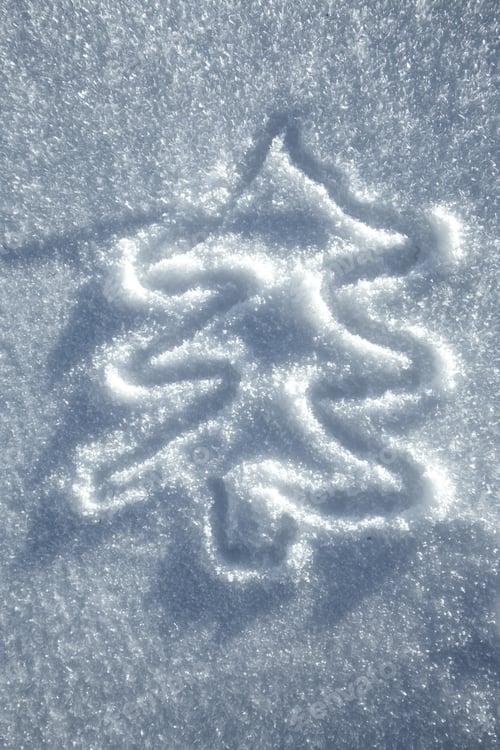 Preview: Hand Christmas Tree Drawing On Snow