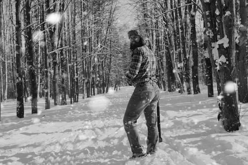 Preview: Monochrome Landscape Man With Axe