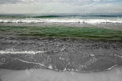 Preview: Sea Waves On The Sand Beach. Background Texture
