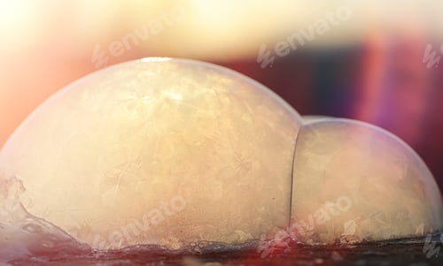 Preview: Soap Bubbles Freeze In The Cold. Winter Soapy Water Freezes In Air.
