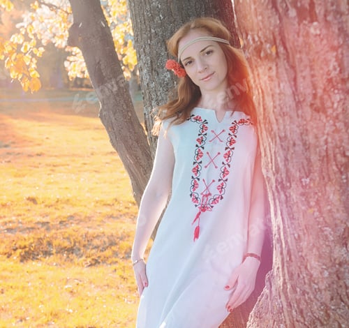 Preview: A Girl On A Walk In An Autumn Park. Young Red-Haired Girl In The Spring Nature.