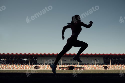 Preview: Portrait Of One Sports Fitness Girl Dressed Fashion Sportswear Outfit Doing Jogging And Run At The