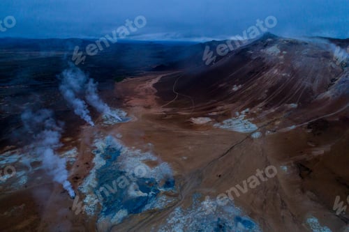Preview: Icelandic Aerial Photography Captured By Drone.Beautiful Landscape In Hveraronf, In An Area Of