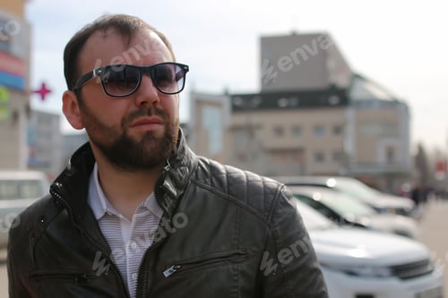 Preview: Beard Man In Jacket And Sunglasses Street