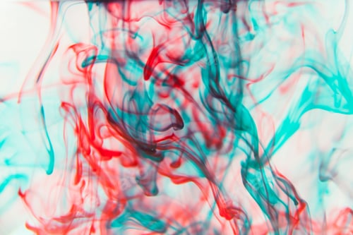 Preview: Red And Green Liquid In Water Making Abstract Forms