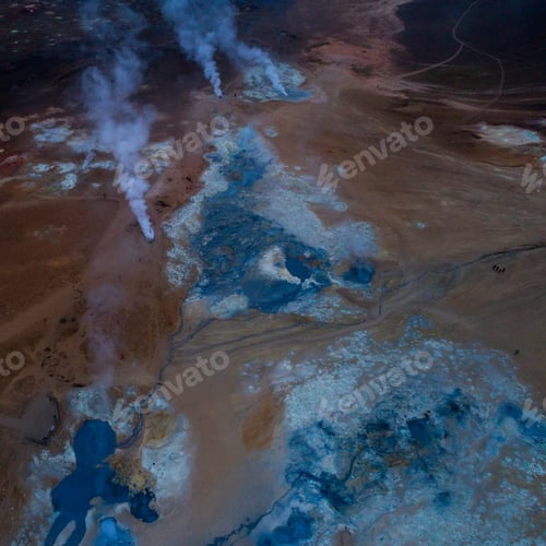 Preview: Icelandic Aerial Photography Captured By Drone.Beautiful Landscape In Hveraronf, In An Area Of