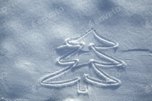 Preview: Hand Christmas Tree Drawing On Snow
