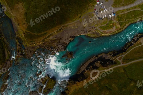 Preview: Godafoss , Icelandic Waterfall. Located On The North Of The Island