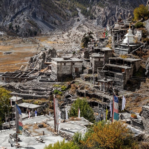 Preview: View Of Local Stony Building In Manang Village One Of The Best Villages In Round Annapurna Circuit