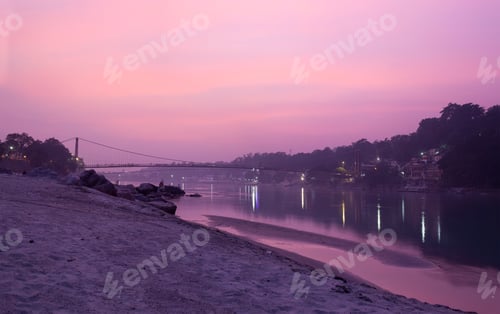 Preview: Beautiful Evening View Of The River Ganga In Rishikesh, India