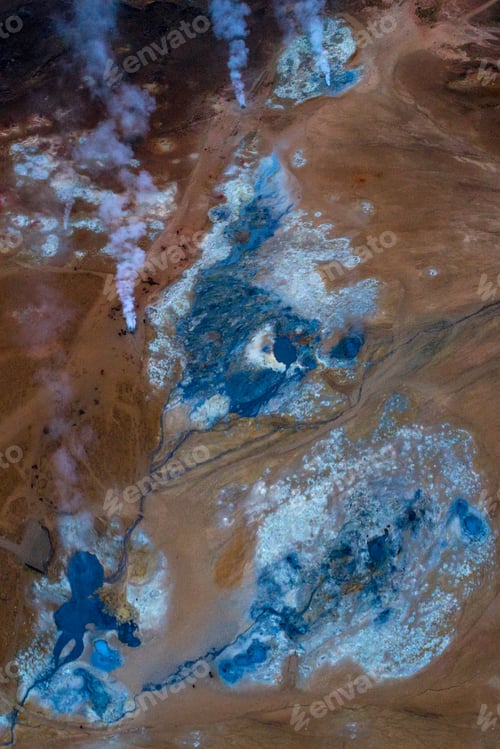 Preview: Icelandic Aerial Photography Captured By Drone.Beautiful Landscape In Hveraronf, In An Area Of