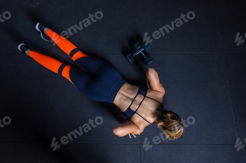 Preview: Beautiful Girl Doing Push Ups Gym Top View