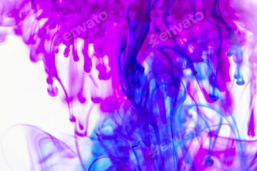 Preview: Blue And Violet Liquid In Water Making Abstract Forms