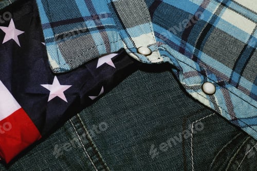 Preview: Close-Up of American Flag and Flannel Shirt