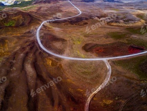Preview: Icelandic Aerial Photography Captured By Drone.Beautiful Landscape In Hveraronf, In An Area Of