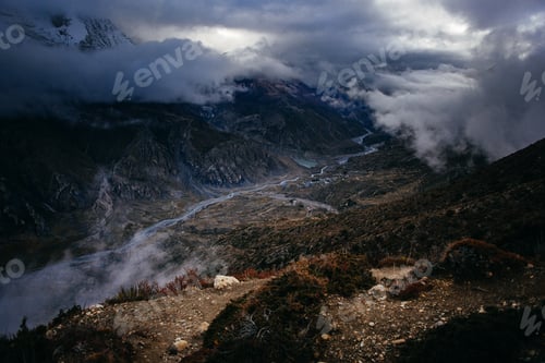 Preview: Panoramic View Of Manang Valley And Annapurna Mountains Range. Annapurna Circuit Trek, Nepal