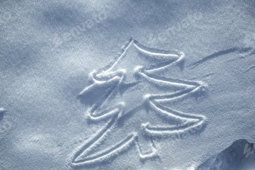 Preview: Hand Christmas Tree Drawing On Snow