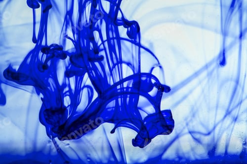 Preview: Blue Ink Liquid In Water Making Abstract Forms