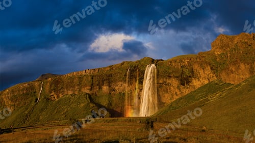 Preview: Seljalandsfoss Waterfall During The Sunset, Iceland
