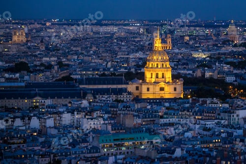 Preview: Paris Panorama, France At Night. View On Les Invalides