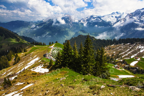 Preview: Swiss Alps Mountains Spring Landscape