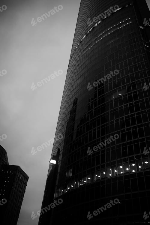 Preview: Business Center In A Large City With High Skyscrapers In The Evening