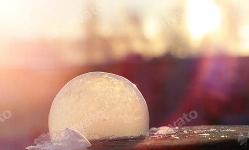 Preview: Soap Bubbles Freeze In The Cold. Winter Soapy Water Freezes In Air.