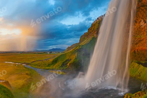 Preview: Seljalandsfoss Waterfall During The Sunset, Iceland