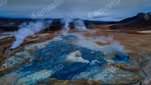 Preview: Icelandic Aerial Photography Captured By Drone.Beautiful Landscape In Hveraronf, In An Area Of