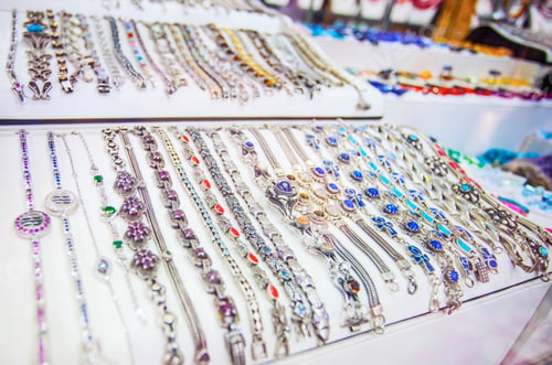 Preview: Silver Bracelet With Colourful Stones In Egyptian Market