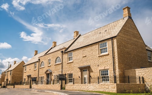 Preview: New build homes in England, English houses on a street