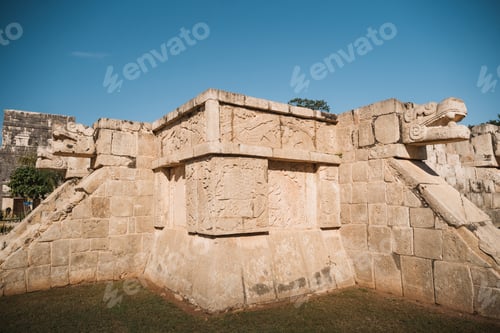 Preview: Chichen itza mayan carvings and serpent head ruins
