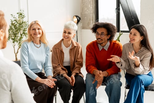 Preview: Diverse group participating in group therapy session