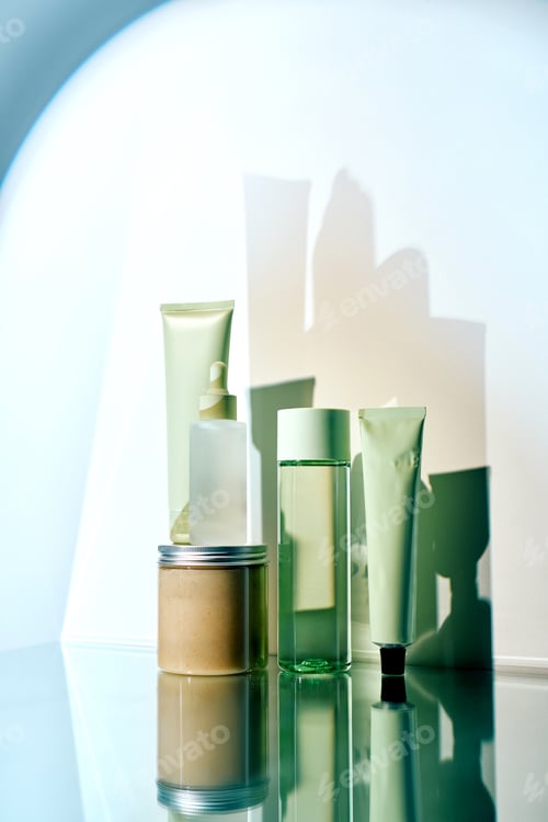 Preview: Cosmetic products displaying clean beauty and aesthetic skincare