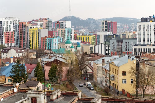 Preview: Colorful Urban Skyline With Modern Residential Buildings