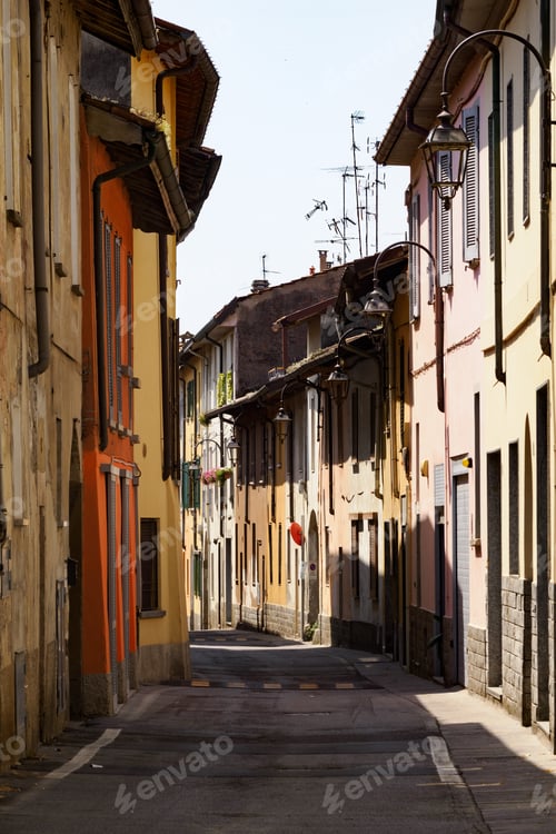 Preview: Via San Dionigi, old street in Cassano d Adda, Milan, Italy