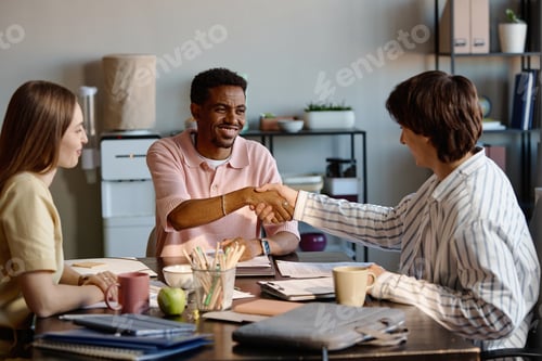Preview: Black Man Shaking Hands during Business Meeting Agreement