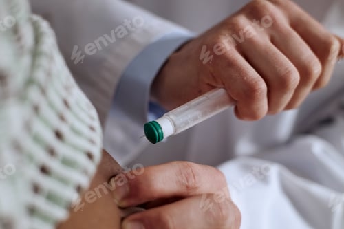 Preview: Adult Receiving Injection from Doctor for Diabetes Treatment Indoors