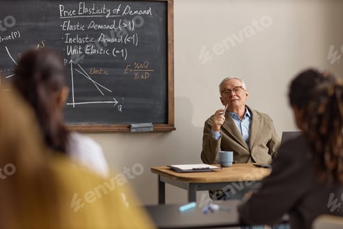 Preview: Senior Man Teaching Price Elasticity in Economics Class