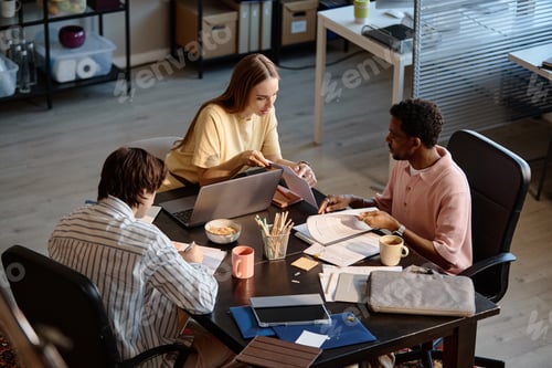 Preview: Diverse Adult Team Reviewing Documents in Office Meeting