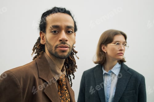Preview: Portrait of Man with Coworker Posing for Corporate Team Branding