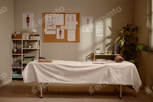 Preview: Massage Therapy Room Preparing for Wellness Treatment Session