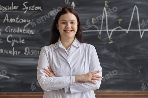 Preview: Portrait of Adult Woman Teaching Anatomy in Medical Classroom