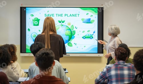 Preview: Students learning about save the planet in classroom
