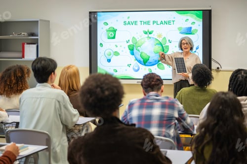 Preview: Teacher explaining solar power and sustainability to students