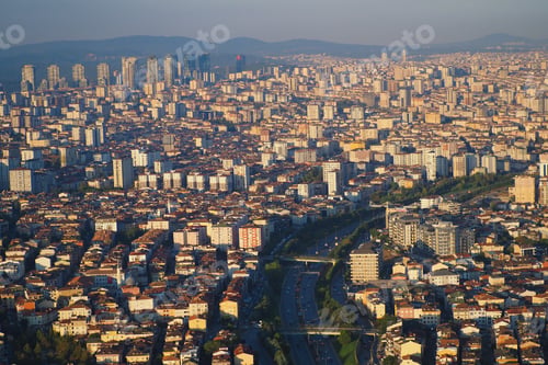 Preview: Urban skyline with buildings and roads during sunset in istanbul