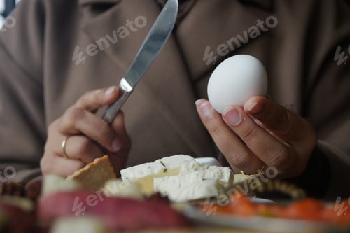 Preview: Delicious cheese platter with a boiled egg