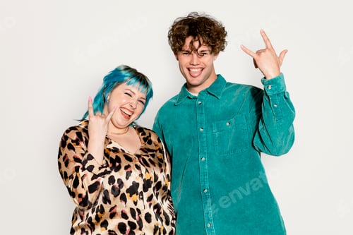 Preview: Happy friends making hand signs