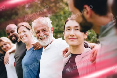 Preview: Happy diverse people together in the park