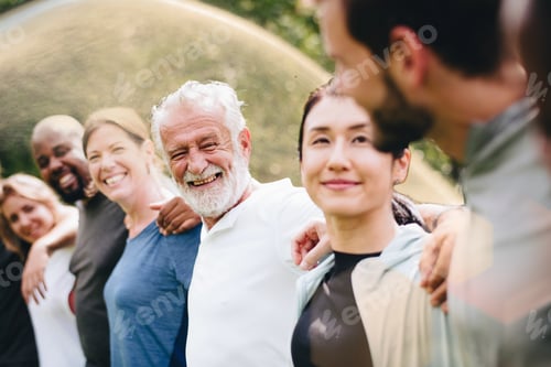 Preview: Happy diverse people together in the park